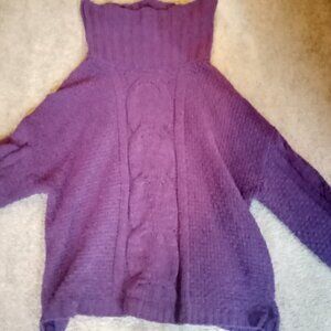 Purple Polyester Turtleneck Sweater Top